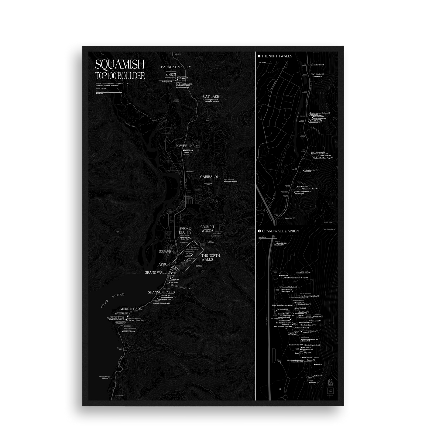 Squamish Top 100 Boulder Map